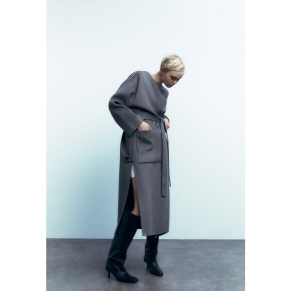 Zara Black HEELED LEATHER KNEE HIGH BOOTS Size 8 - Picture 5 of 7